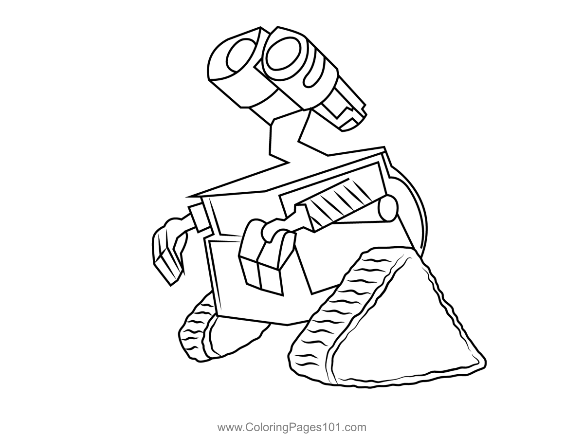Wall e looking up coloring page for kids