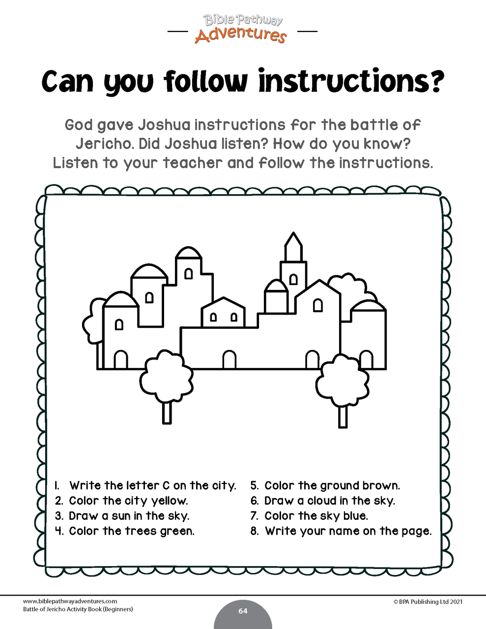 Battle of jericho activity book for beginners
