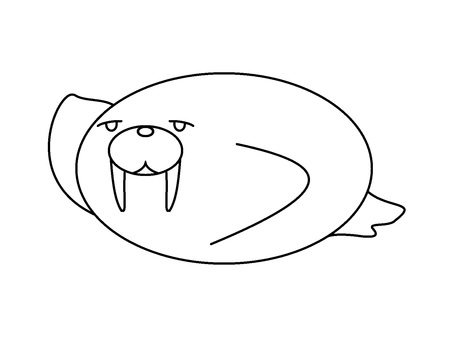 Free vectors cute walrus coloring page