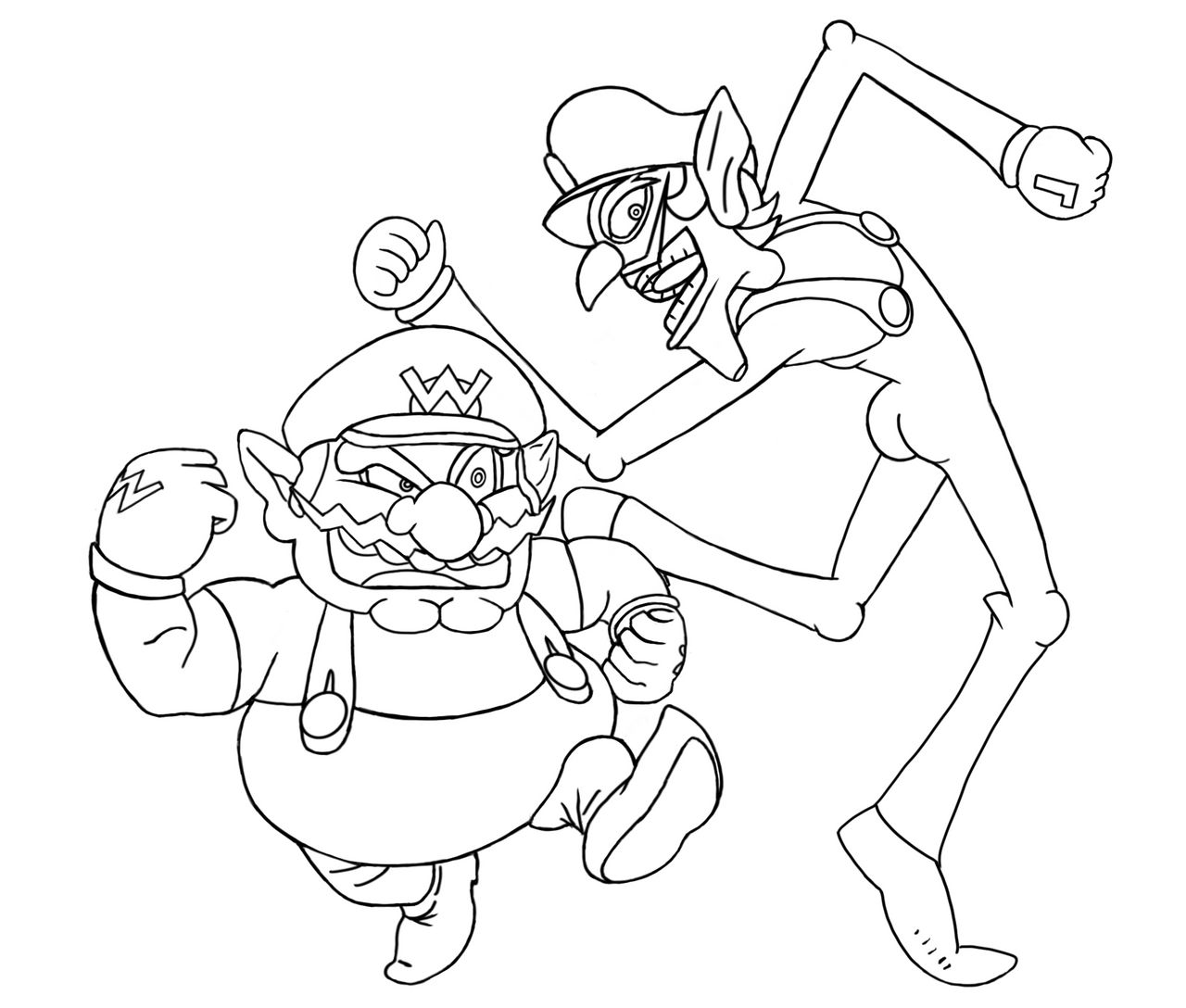 Wario and waluigi time outline by minyboy on