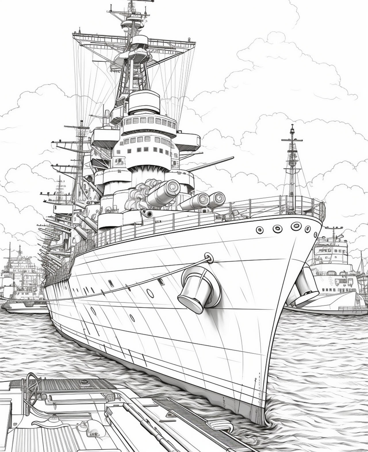 Warships coloring pages in premium quality by coloringbooksart on