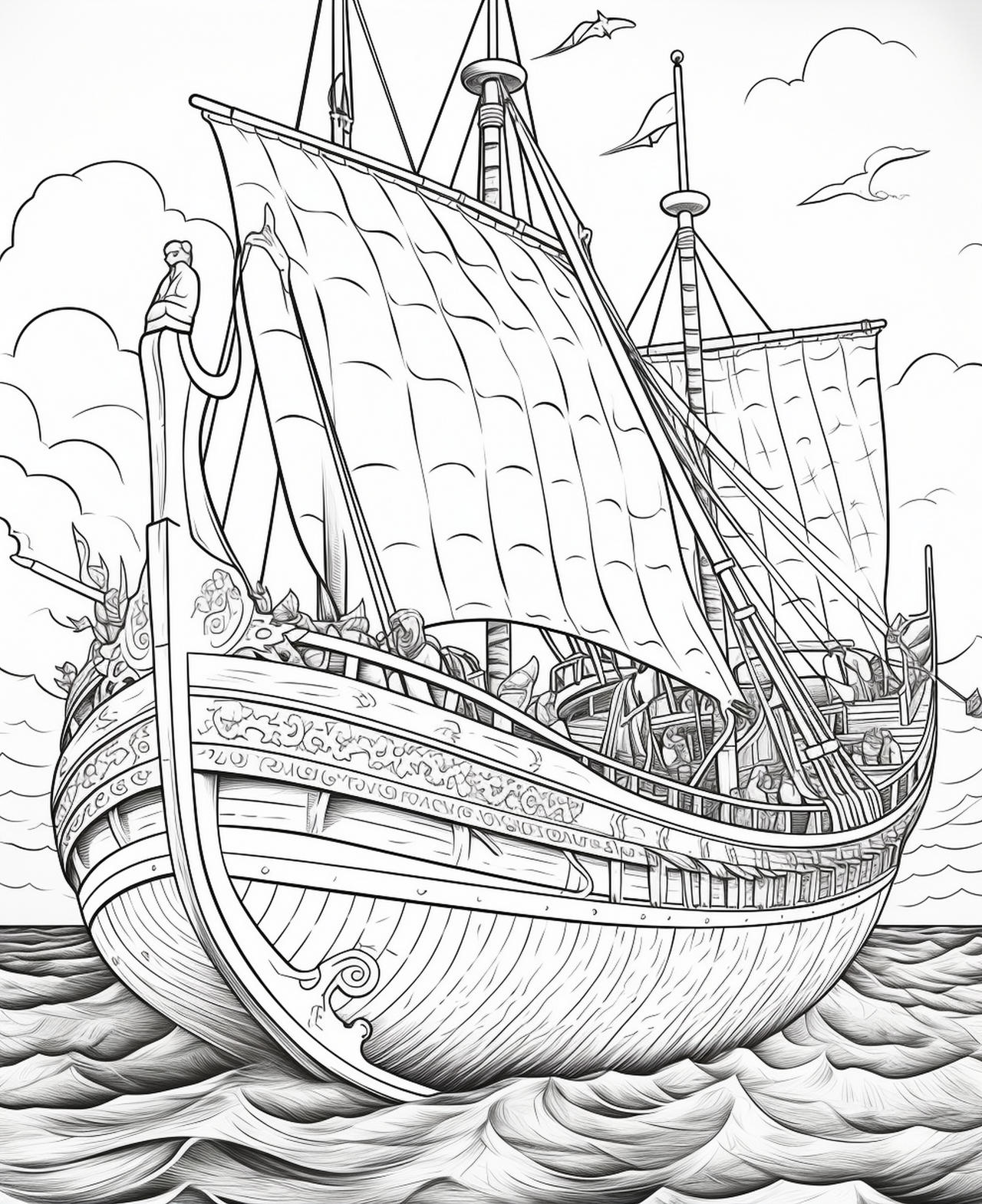 Viking warships coloring pages by coloringbooksart on