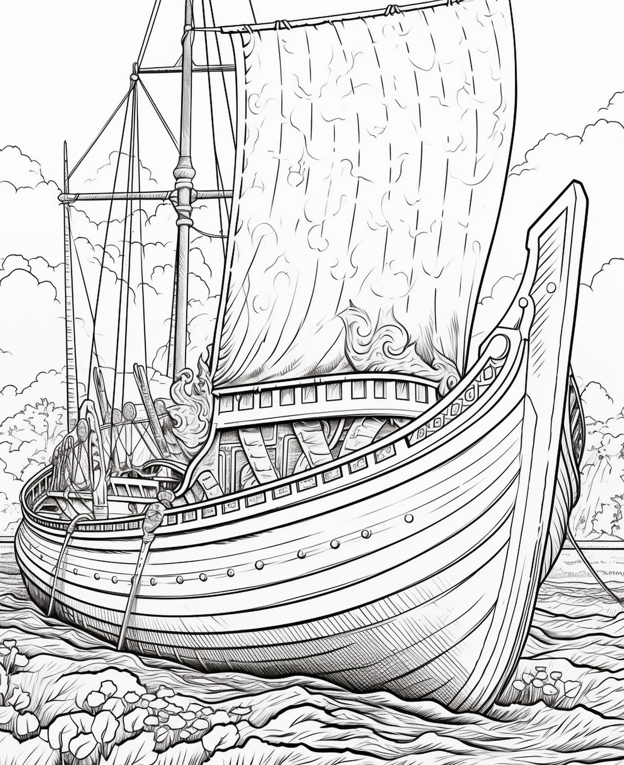 Viking warships coloring pages by coloringbooksart on