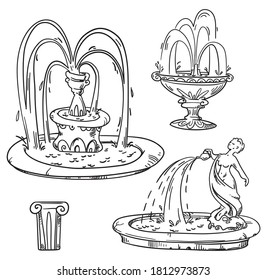 Garden fountain sketch stock photos and pictures