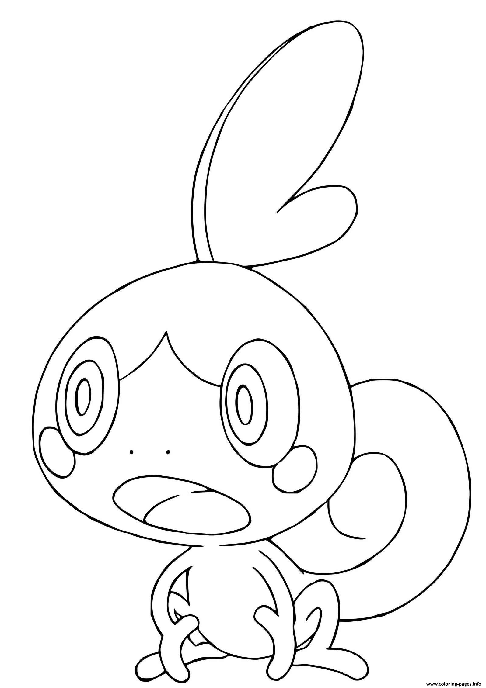 Pokemon sword shield grookey water type coloring page printable