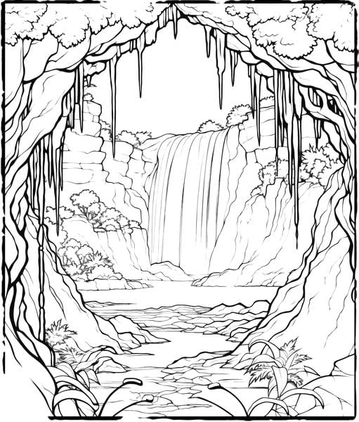 Free printable waterfall coloring pages list