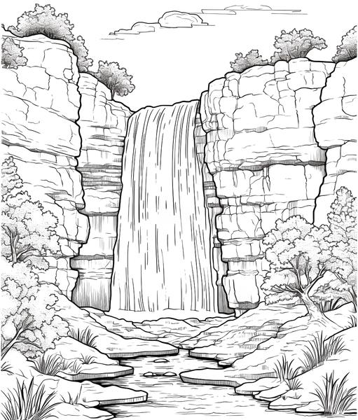 Free printable waterfall coloring pages list