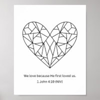He first loved us mosaic heart coloring page poster