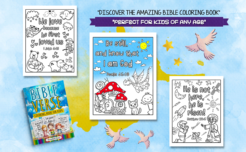 Bible verse coloring book for kids christian coloring book for children with color pages of inspirational scripture verses faith roundhill books