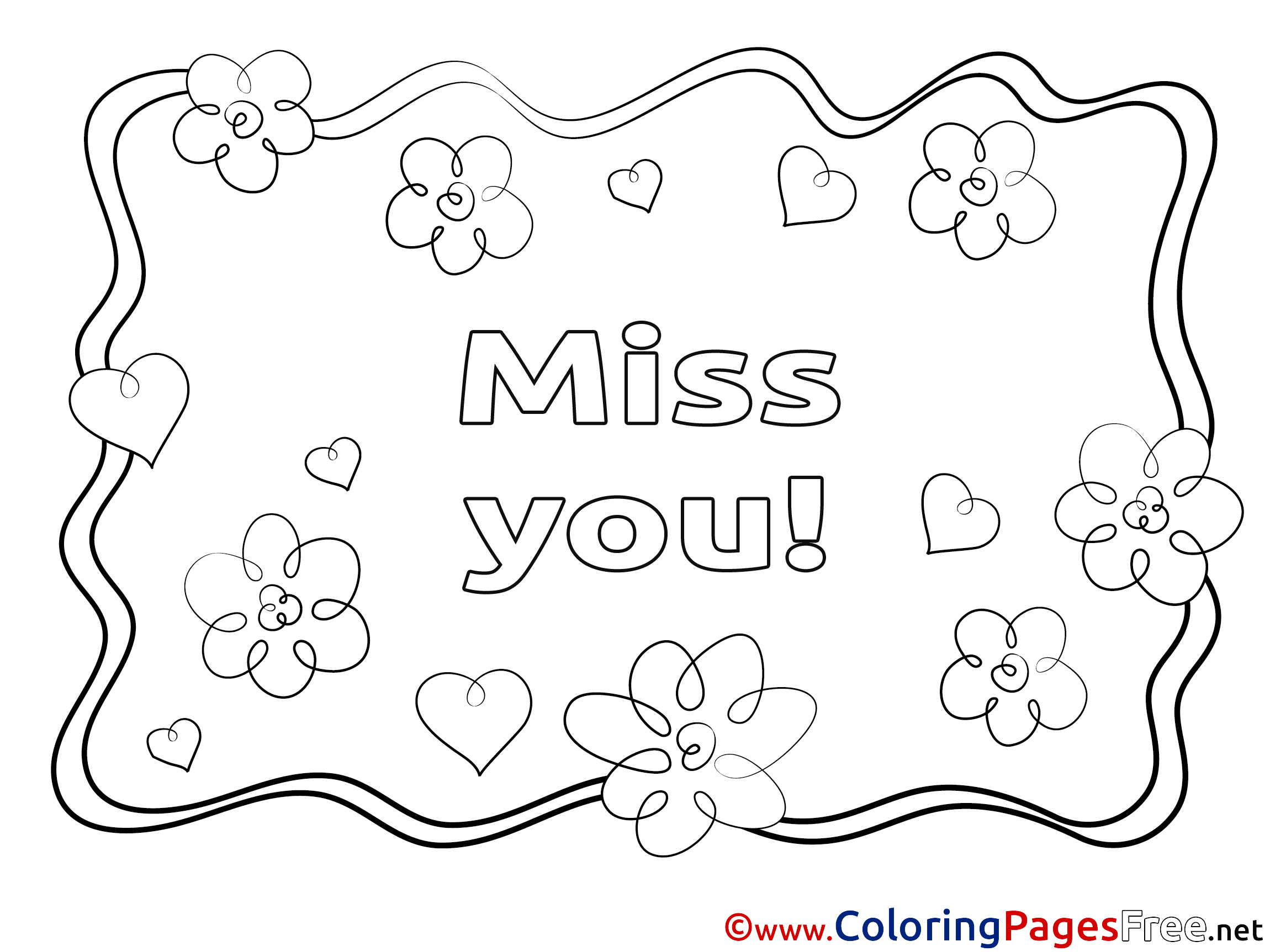 Flowers miss you free coloring pages