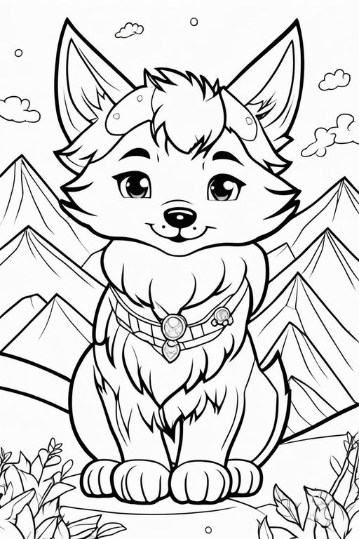 Cute cartoon wolf coloring pages