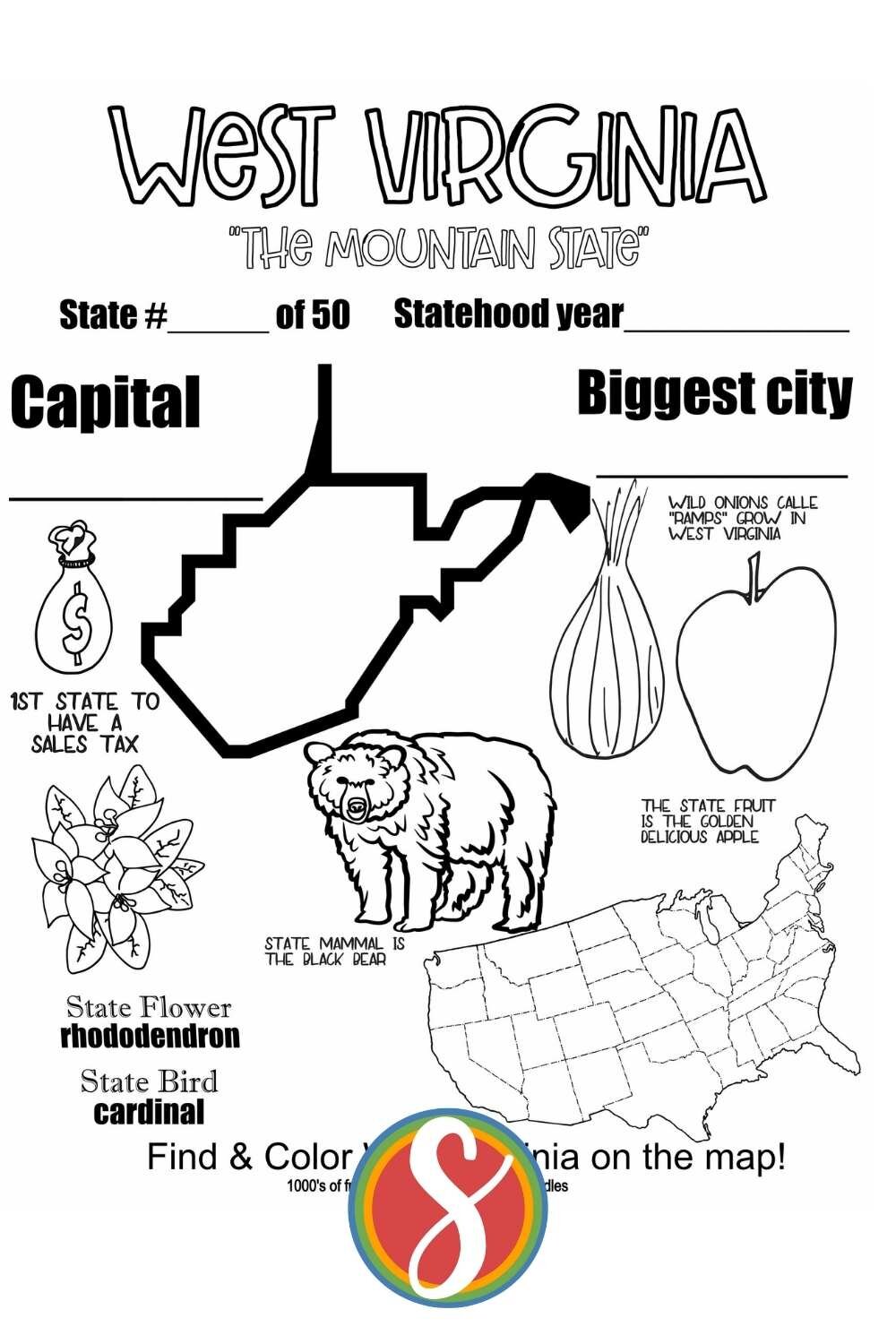 Free west virginia coloring pages â stevie doodles