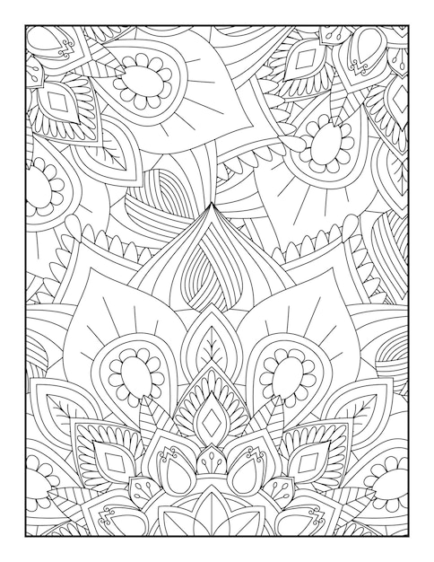 Premium vector adult coloring book pages floral coloring book floral coloring page coloring pages coloring book