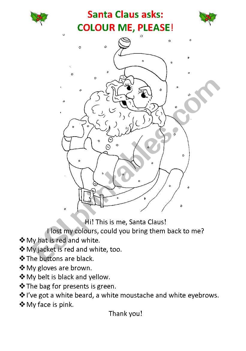 Santa claus asks colour me please