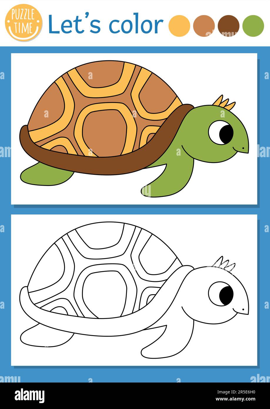 Under the sea coloring page for children with tortoise vector ocean life outline illustration with cute water animal color book for kids with colore stock vector image art