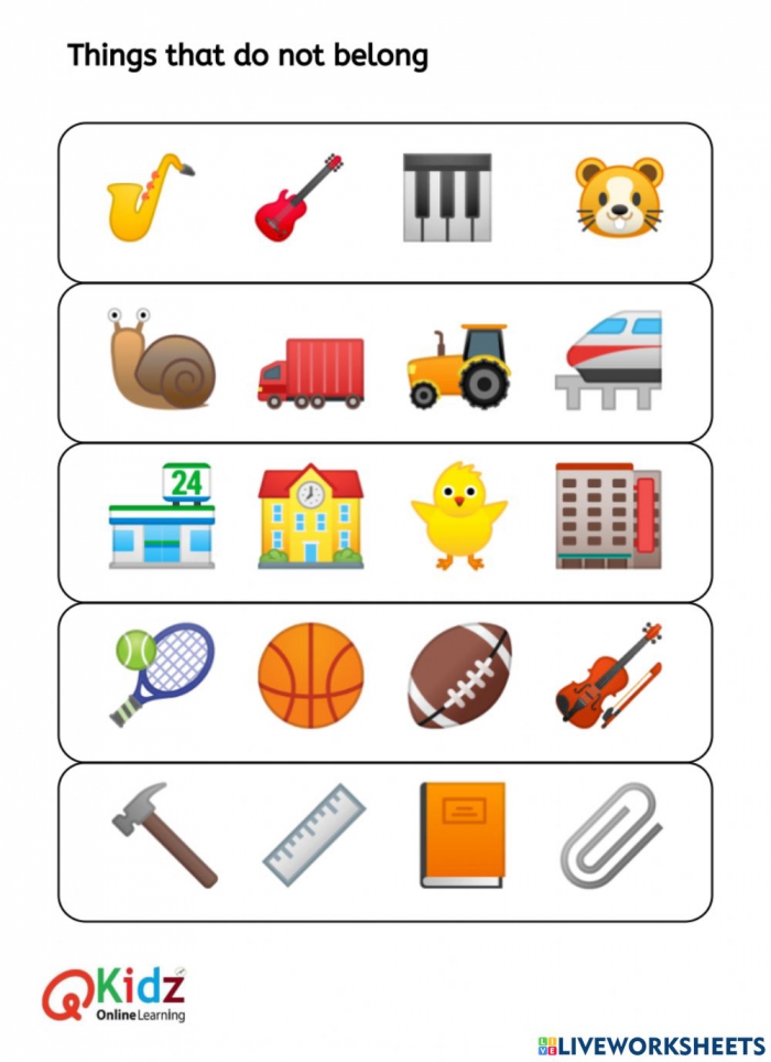 Which does not belong worksheets