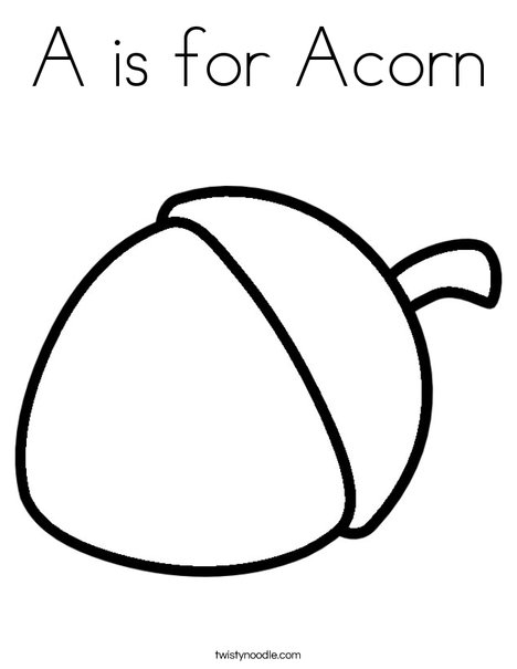 A is for acorn coloring page
