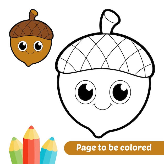 Premium vector coloring book for kids acorn vector