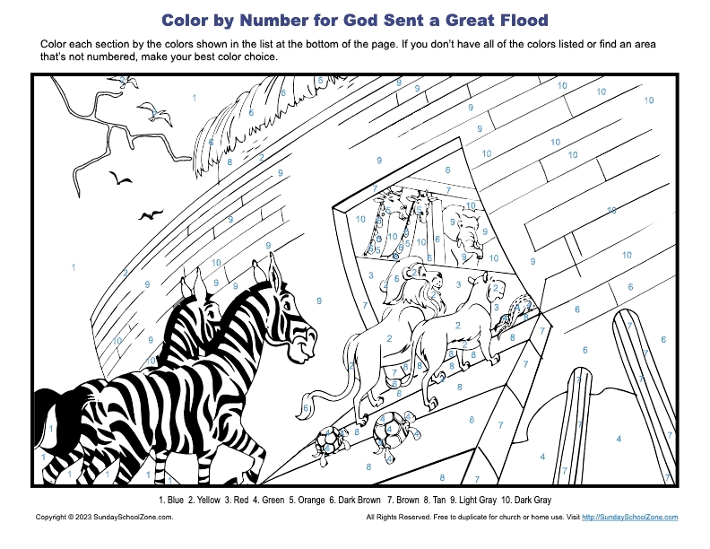 Color by number bible coloring pages on sunday school zone