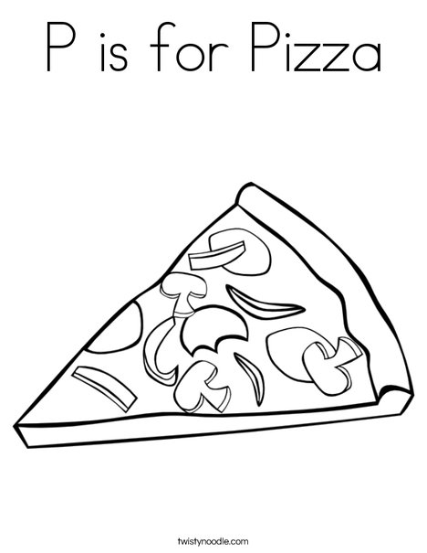 P is for pizza coloring page