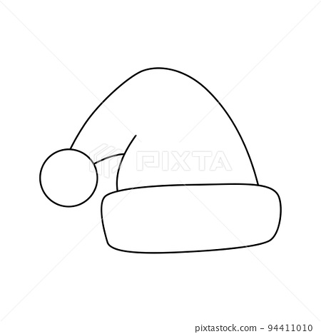 Coloring page with santa hat for kids