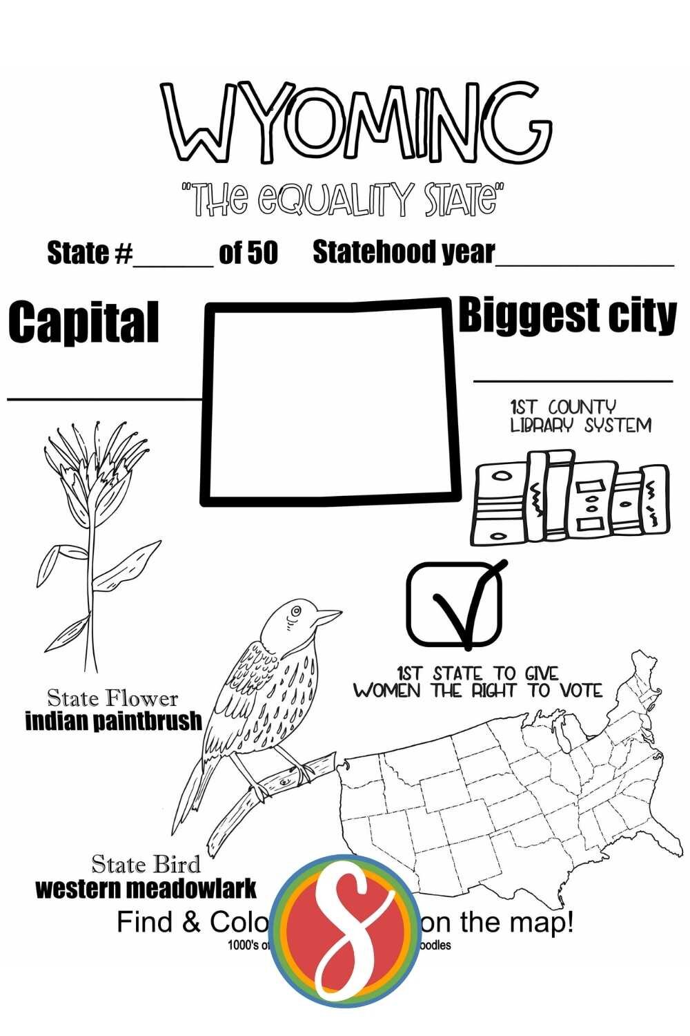 Free wyoming coloring pages â stevie doodles