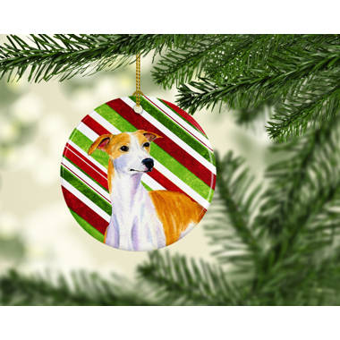 The holiday aisle whippet holiday christmas ceramic hanging figurine ornament
