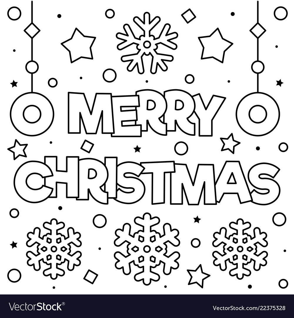 Merry christmas coloring page black and white vector image