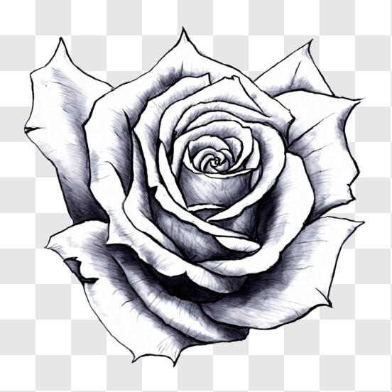 Download black and white rose drawing png online