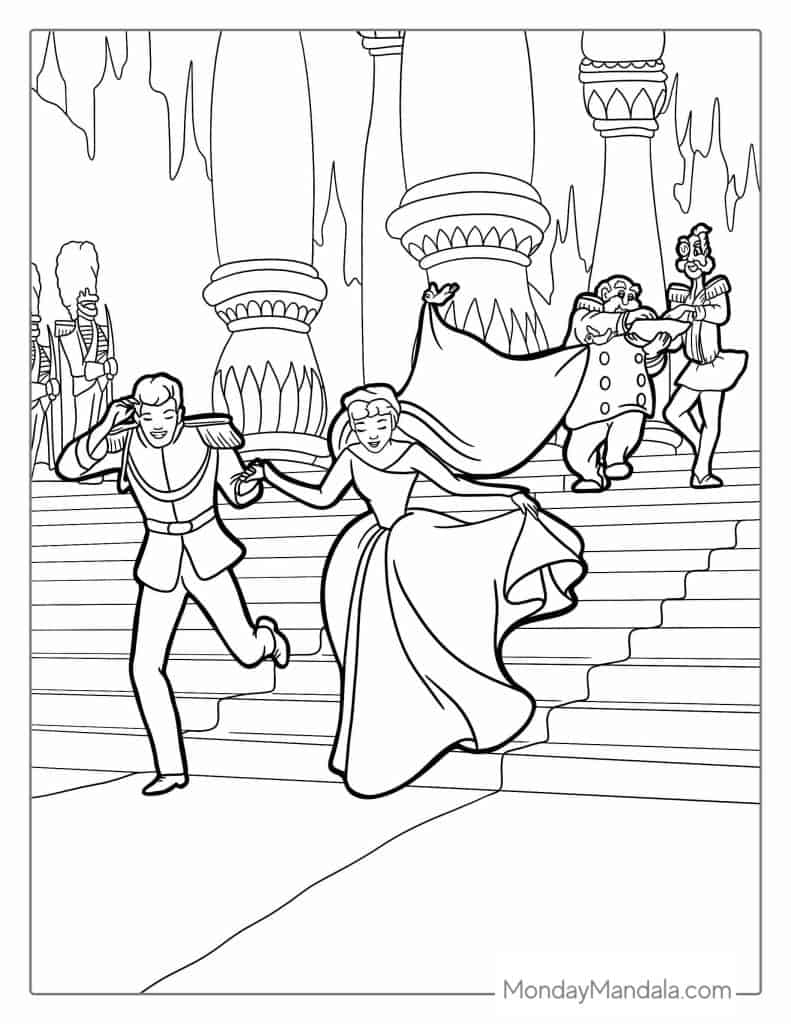 Cinderella coloring pages free pdf printables