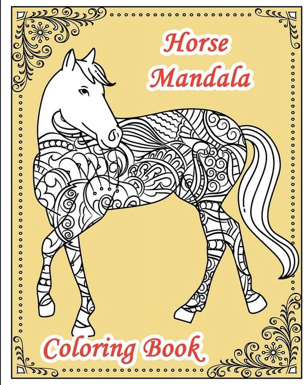 Horse mandala coloring book coloring pages with zentangle horses for adults teens and kids