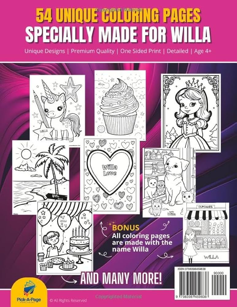 Willa coloring book perfect personal name gift