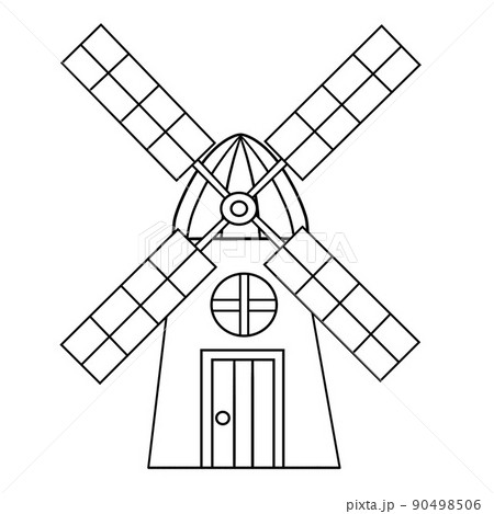 Windmill isolated coloring page for kids