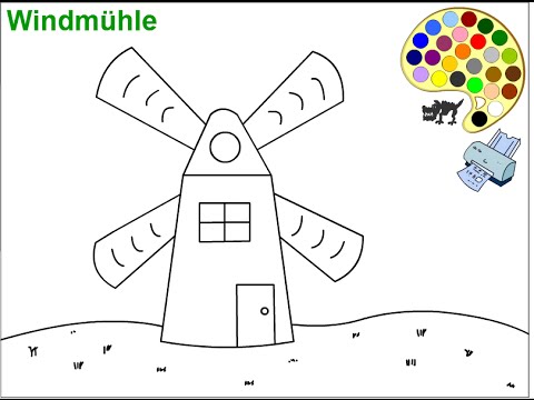 Windmill coloring pages for kids