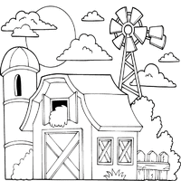Farm and windmill coloring pages