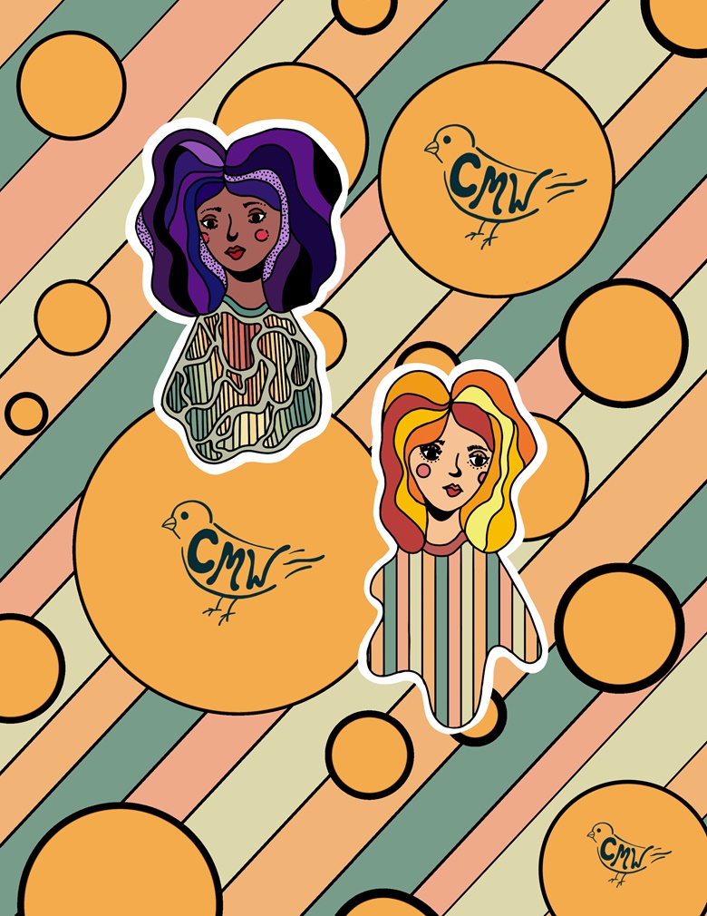Bubbles stripes and hair coloring page