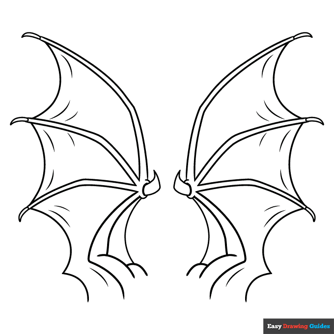 Dragon wings coloring page easy drawing guides