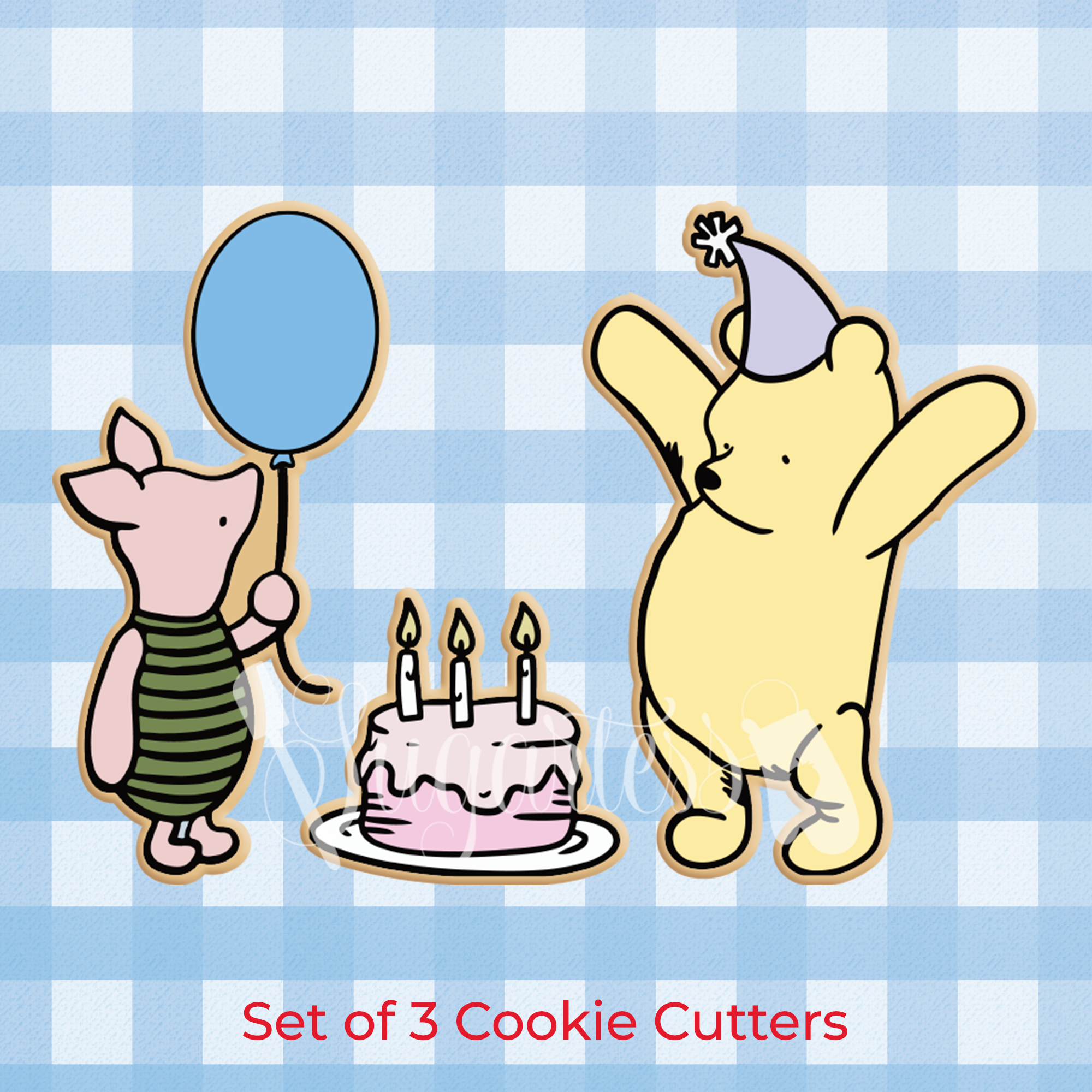 Classic winnie the pooh piglet and birthday cake cookie cutter set shopify â cutters