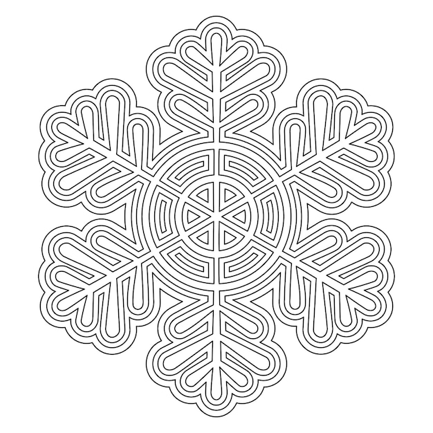 Premium vector winter coloring book page for adult decorative openwork snowflake black and white vector illustration