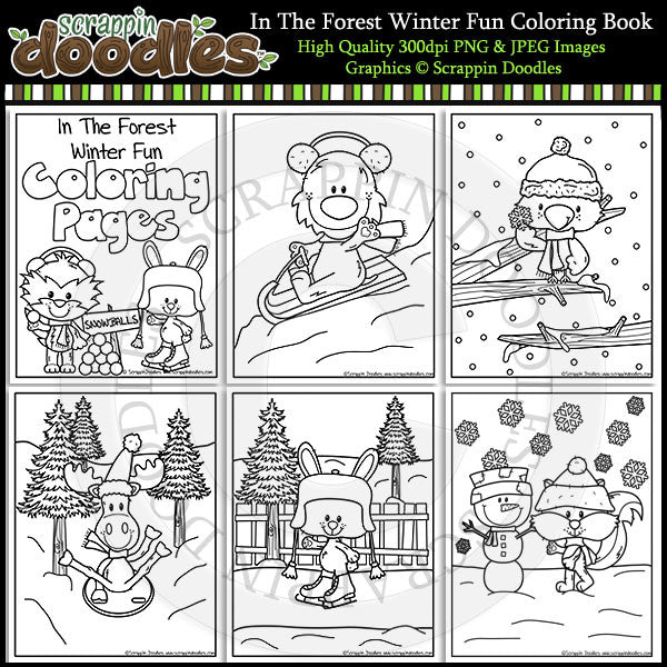 In the forest winter fun coloring pages â scrappin doodles