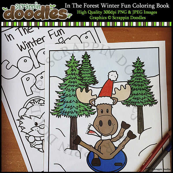 In the forest winter fun coloring pages â scrappin doodles