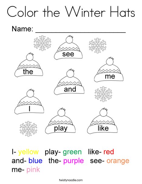 Color the winter hats coloring page