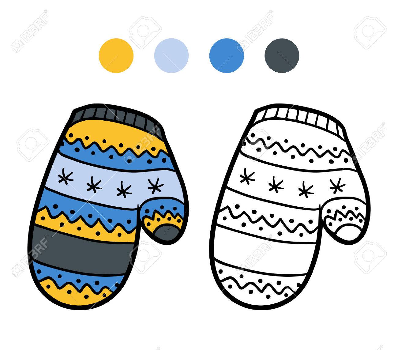 Coloring book for children coloring page knitted mitten with winter pattern royalty free svg cliparts vectors and stock illustration image