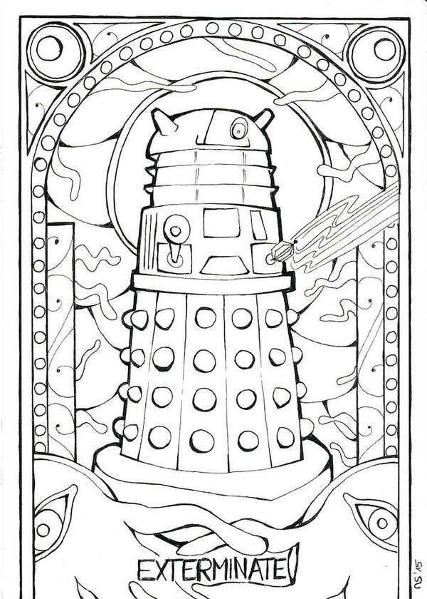 Stained glass dalek outlines by scarlett