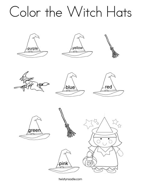 Color the witch hats coloring page