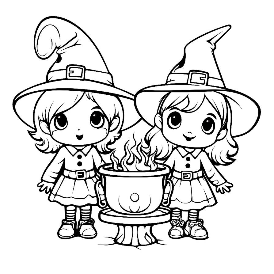 Cauldron halloween themed coloring page by coloringcorner on