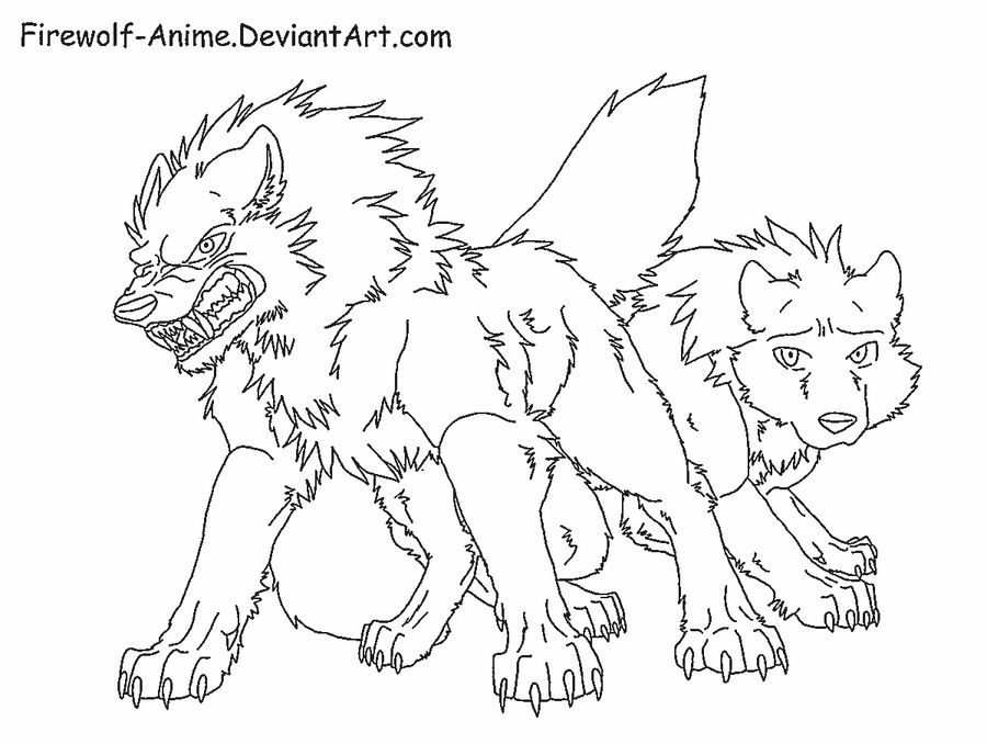 Wolf protection line art by firewolf