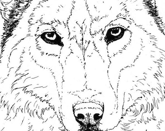 Wolf bookmark print colour