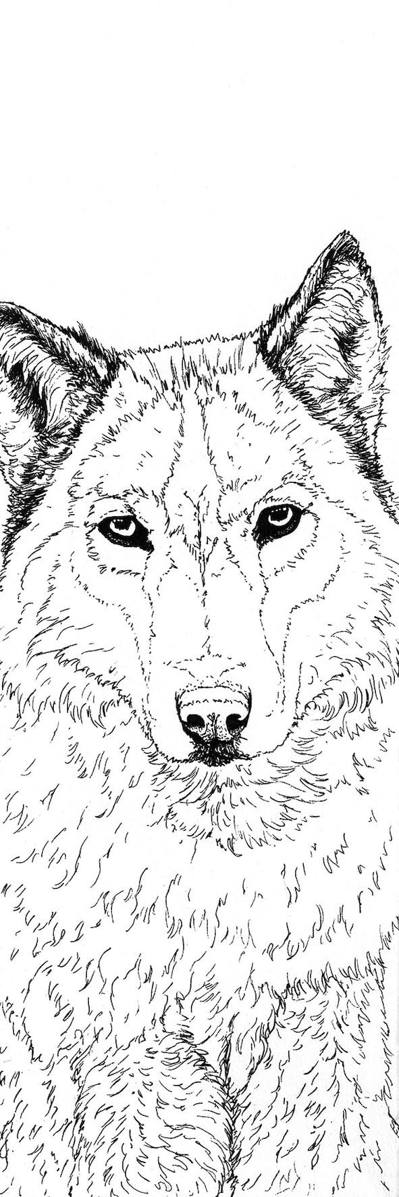 Wolf bookmark print colour