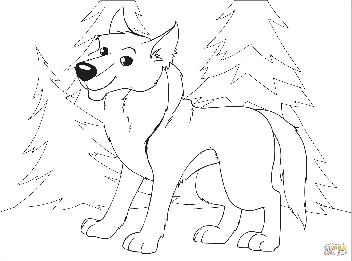 Wolf coloring page free printable coloring pages
